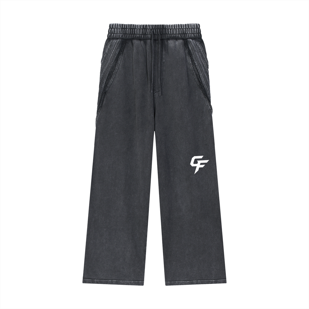 CF Snow Washed Tape Raw Edge Sweatpants
